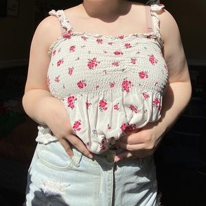 White Floral Tank Top